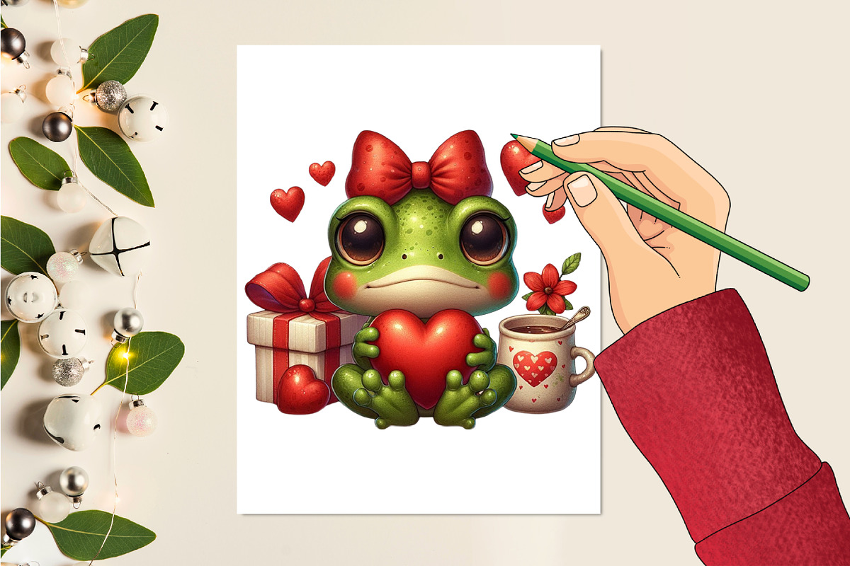 Valentine Cute Frog Clipart Bundle, a Seasonal Illustration by Craft Nest (Photo 4 of 5)