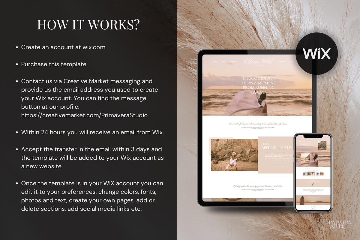 Wix Photography Website Template, a Wix Template by Primavera Studio Design (Photo 6 of 9)