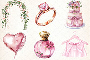 Pink Wedding Day Clipart, an Illustration by DreamCafeArt (Thumbnail 3 of 7)
