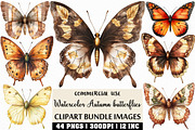 Watercolor Autumn butterflies PNG, an Illustration by Craft Nest (Thumbnail 1 of 6)