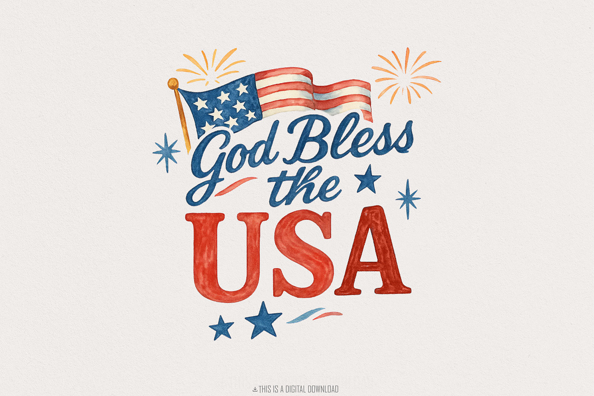 God Bless the USA PNG, 4th of July, an Illustration by SharpMarketplace (Photo 1 of 9)