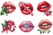 Christmas Lips Clipart Sublimation, an Illustration by DreamPrint404 (Thumbnail 2 of 4)