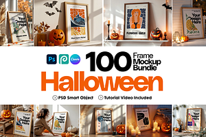 100 Halloween Frame Mockup Bundle