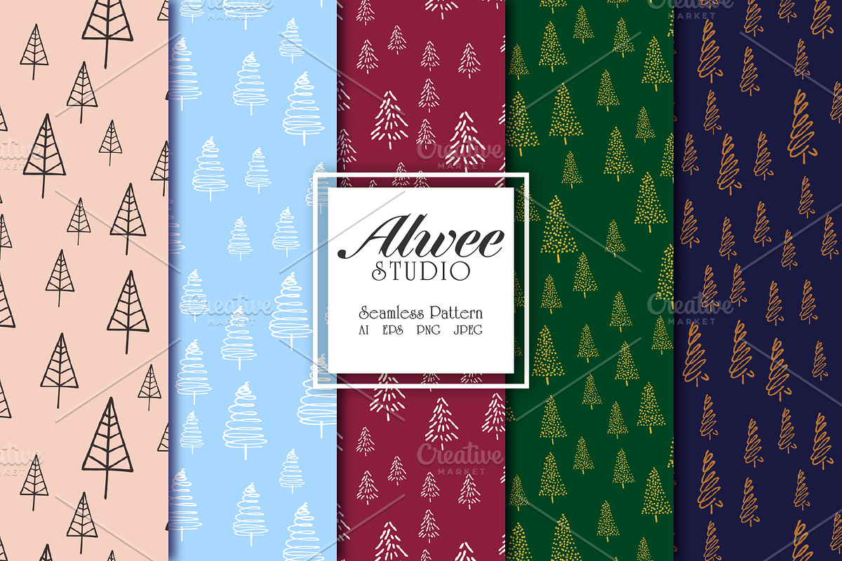 Scandinavian Christmas Trees Pattern, a Pattern Graphic by Alwee Studio (Photo 1 of 8)