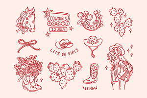 Cowgirl party clip art EPS, PNG, SVG, an Object Graphic by Viaireshop