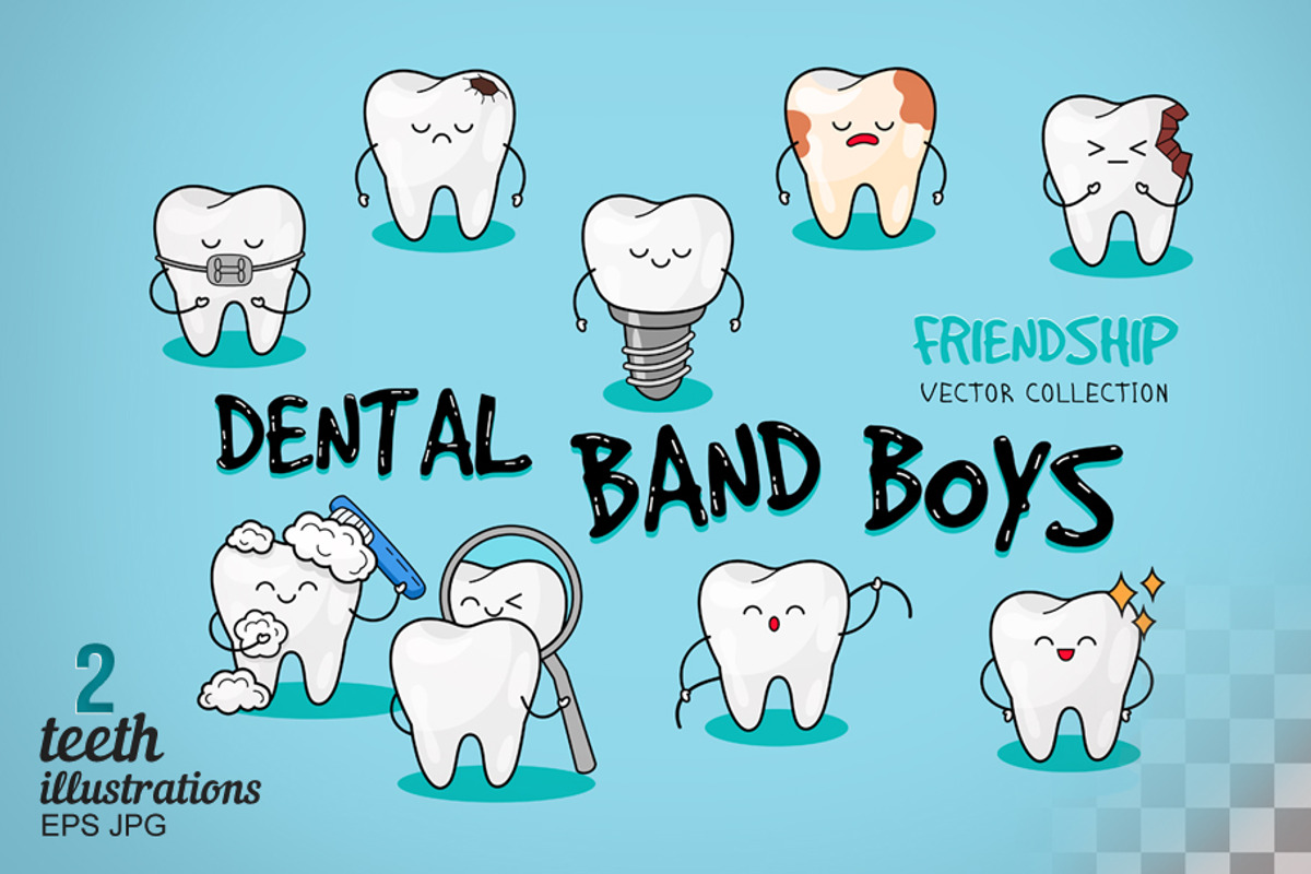 Happy teeth set. Dental print, a Healthcare Illustration by WalnutBird (Photo 1 of 2)