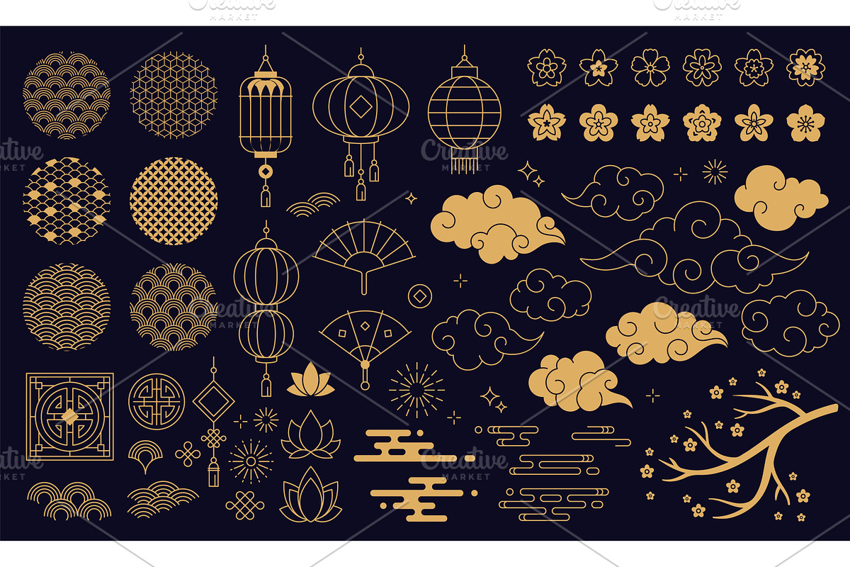Chinese new year decoration elements, a Decorative Illustration by Frogella