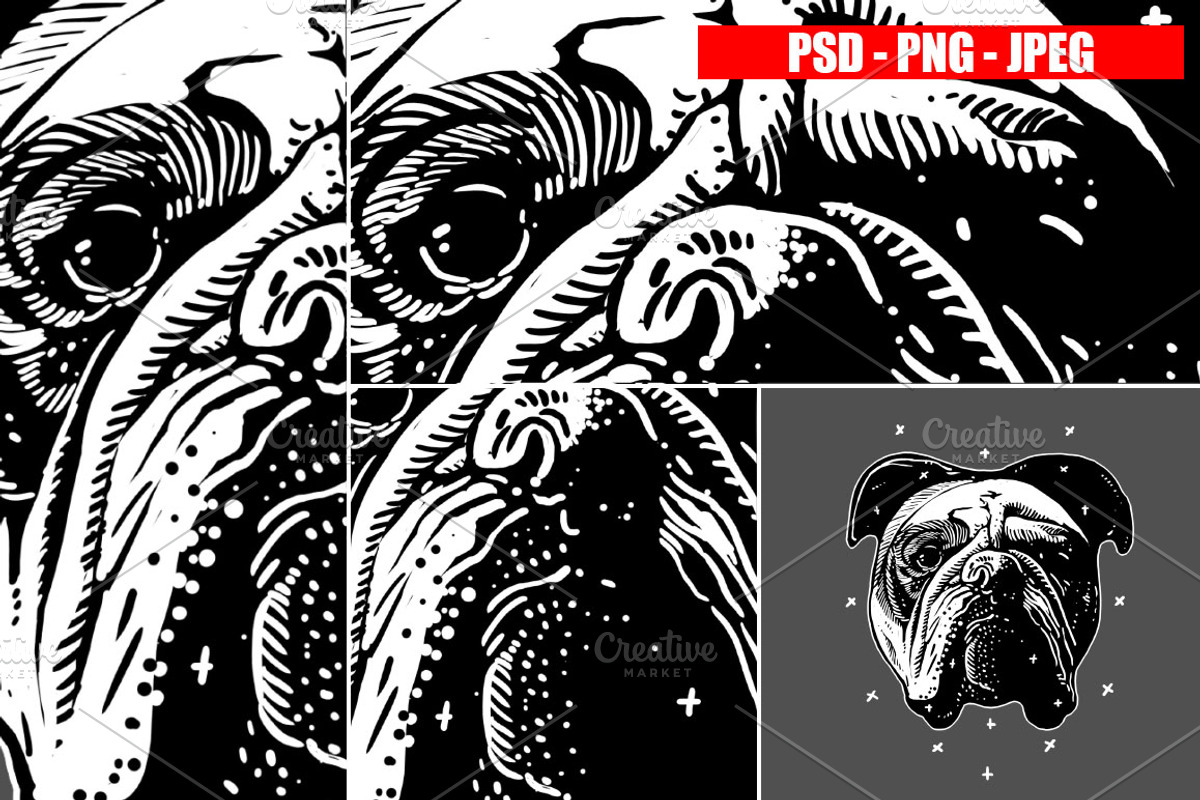Dogs Collection Black and White Art, an Animal Illustration by Design by sebrodbrick (Photo 6 of 22)