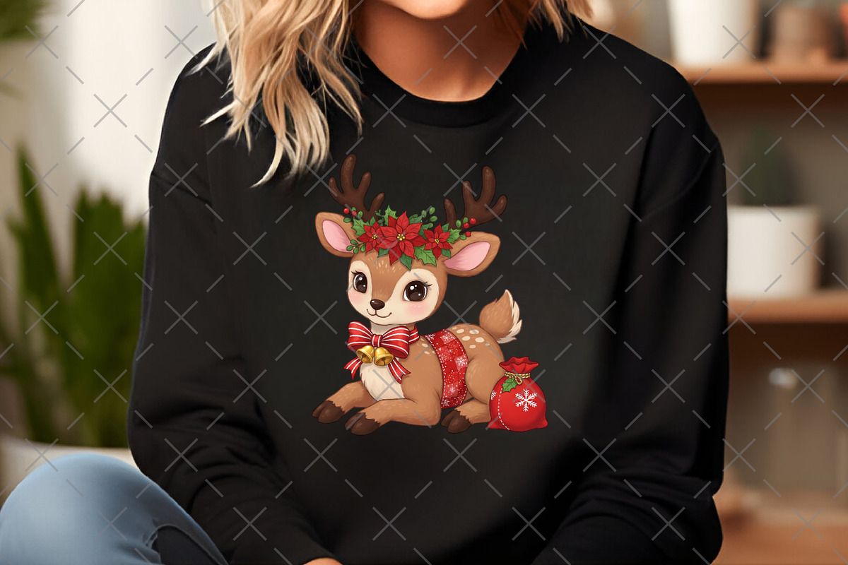 Christmas Deer Patchwork PNG, an Illustration by Craft Nest (Photo 4 of 6)