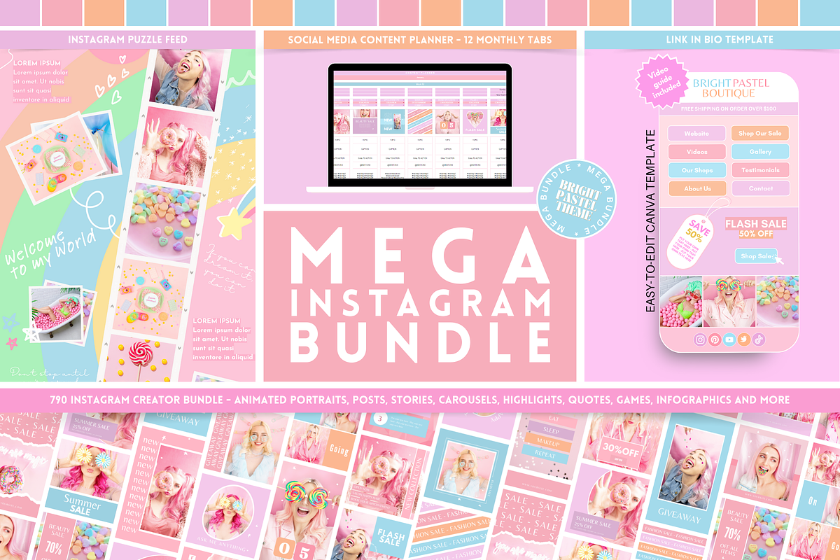 Bright Pastel Instagram Mega Bundle
