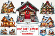 Cozy Winter Cabin Watercolor Art, an Illustration by RobertsArt (Thumbnail 1 of 4)