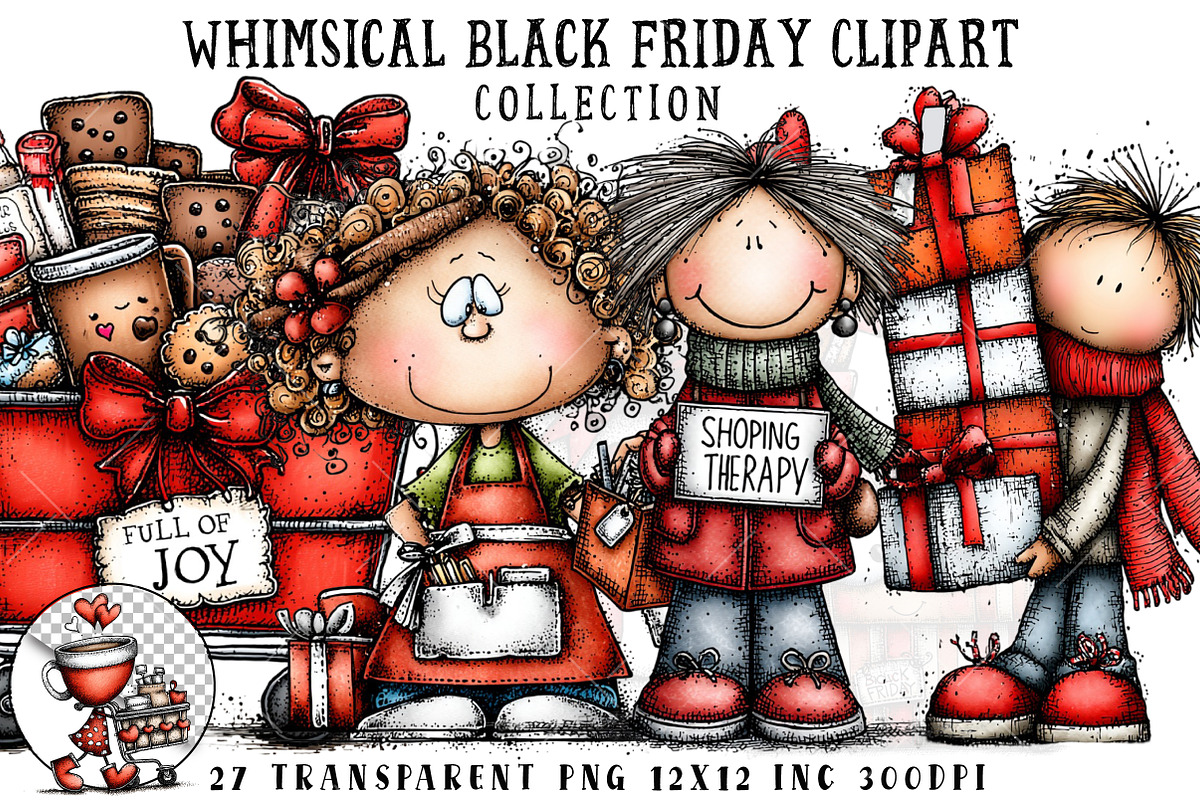Whimsical Black Friday Clipart, an Illustration by OK Design (Photo 1 of 6)