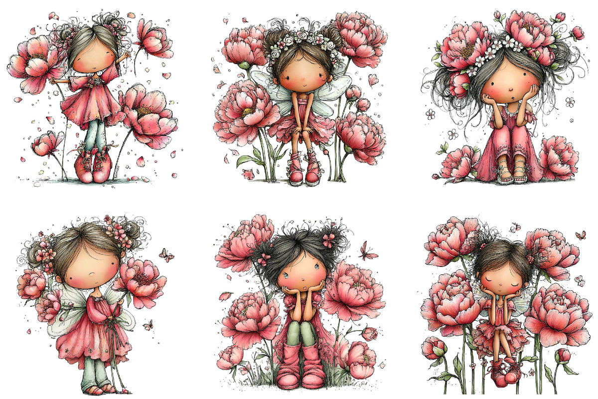 Spring Fairy Peony Clipart, an Illustration by CraftArtStudio (Photo 2 of 6)