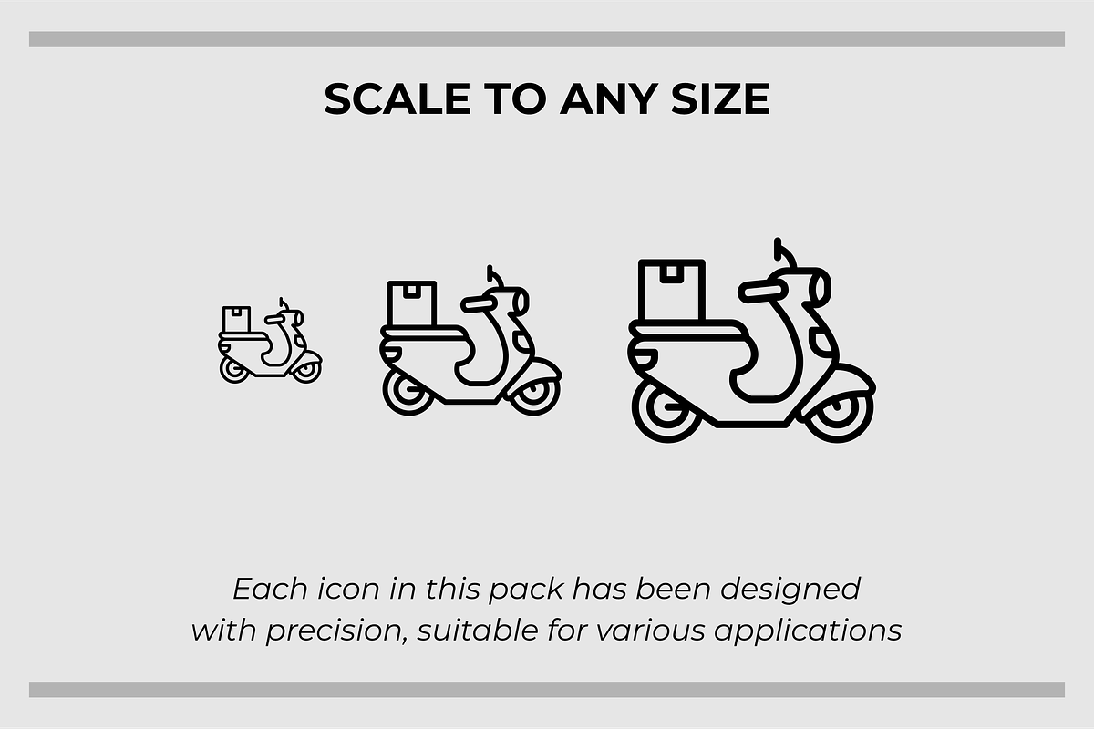 Food and Delivery Outline Icons, an Outline Icon by Tekuni (Photo 2 of 6)