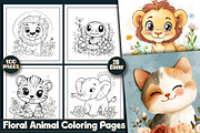 Floral Animal Coloring Pages, an Animal Illustration by protabsorkar11 (Thumbnail 1 of 6)