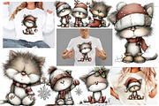 Whimsical Cat Christmas Clipart, an Illustration by Designworld (Thumbnail 4 of 5)