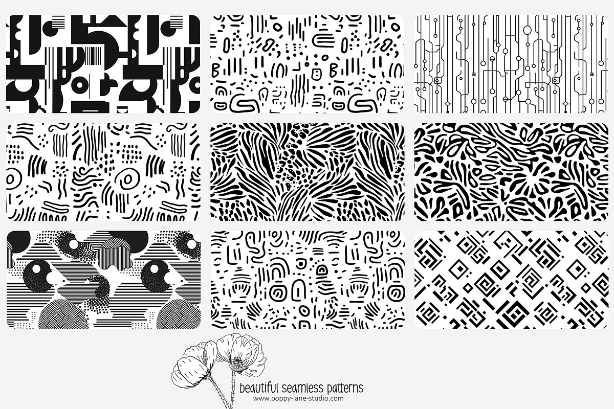 80 abstract b/w seamless pattern, a Pattern Graphic by Poppy Lane Studio (Photo 9 of 11)