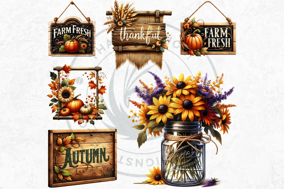 Rustic Harvest Fall clipart set, a Seasonal Illustration by ThatsDesignArt (Photo 9 of 10)