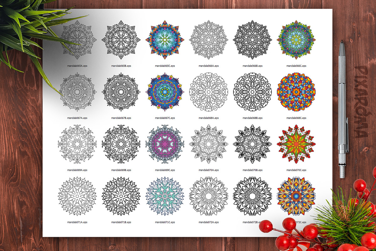 Mandala Vector Ornaments Bundle, a Decorative Illustration by pixaroma (Photo 36 of 43)
