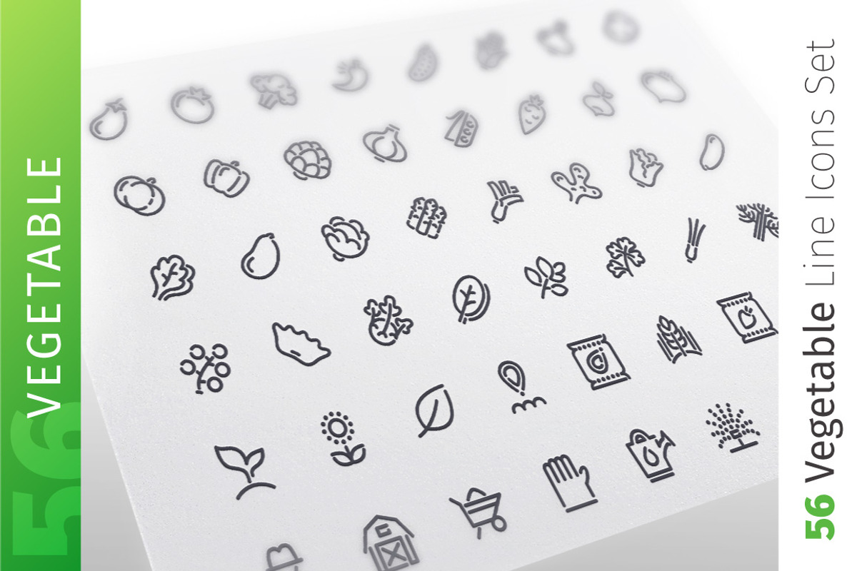 Vegetable Line Icons Set, an Outline Icon by Voysla's Shop (Photo 1 of 4)