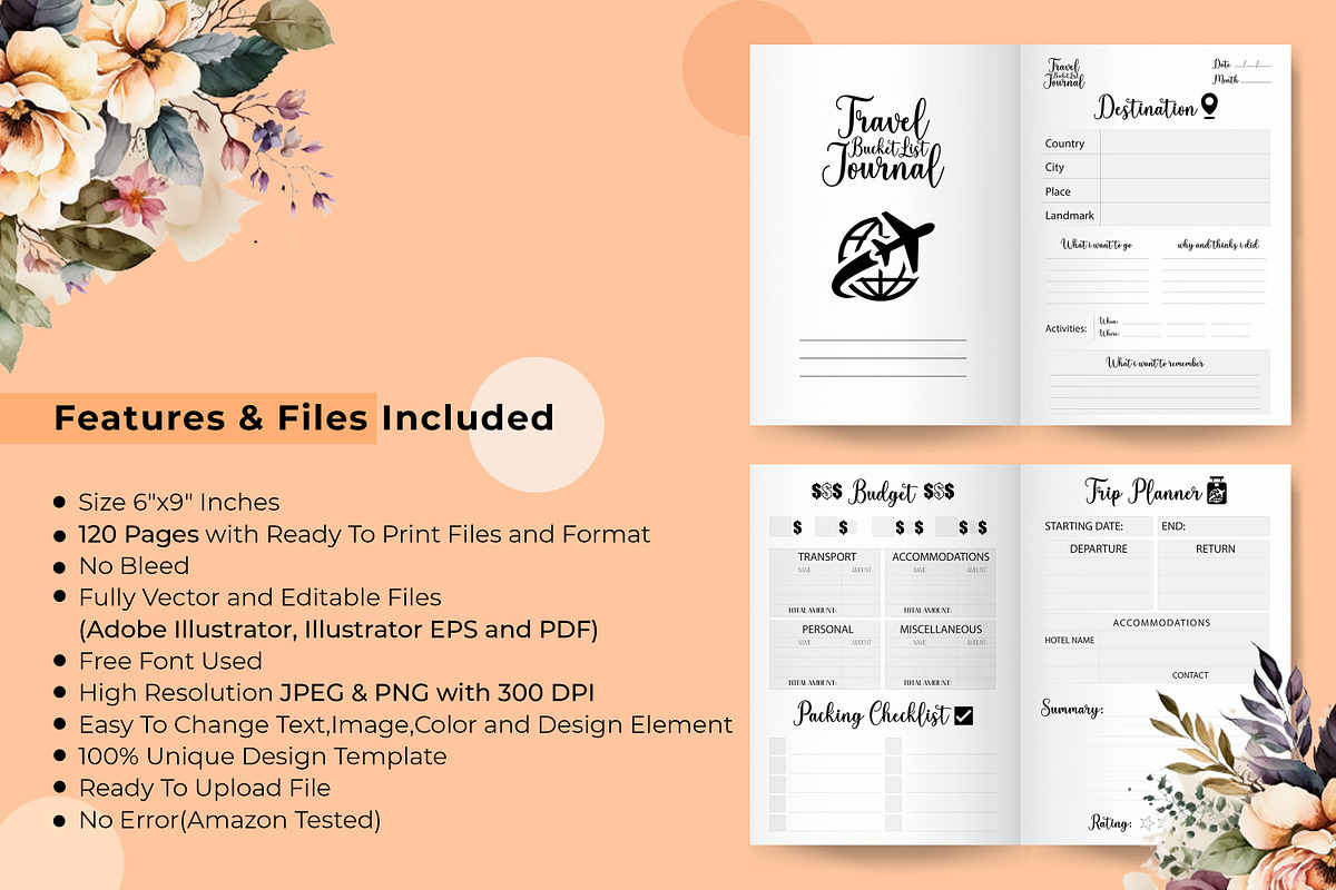Travel Bucket List Planner, a Stationery Template by Hurairagraphics (Photo 3 of 6)