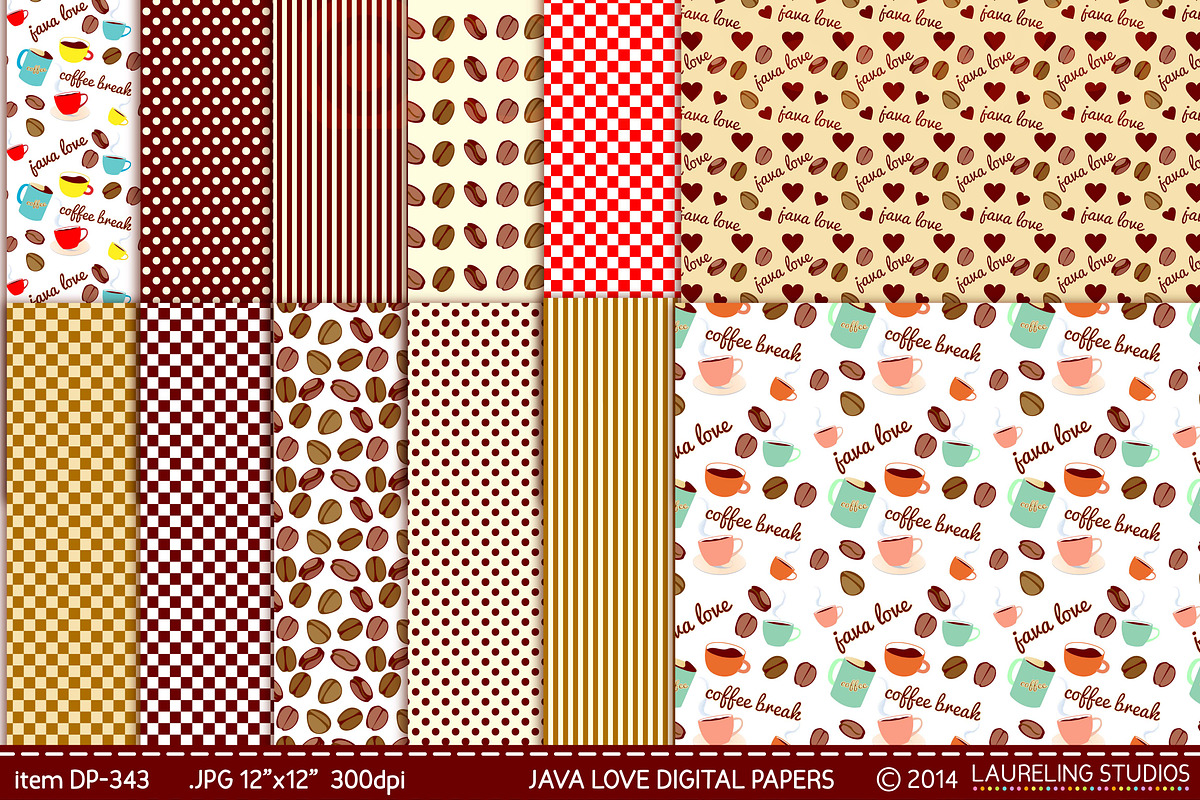 Java Love digital paper pack
