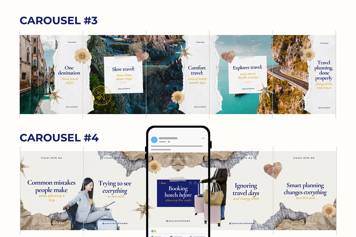 Scrapbook Travel Seamless Carousels, a Social Media Template by Anna Design Studio (Photo 5 of 11)