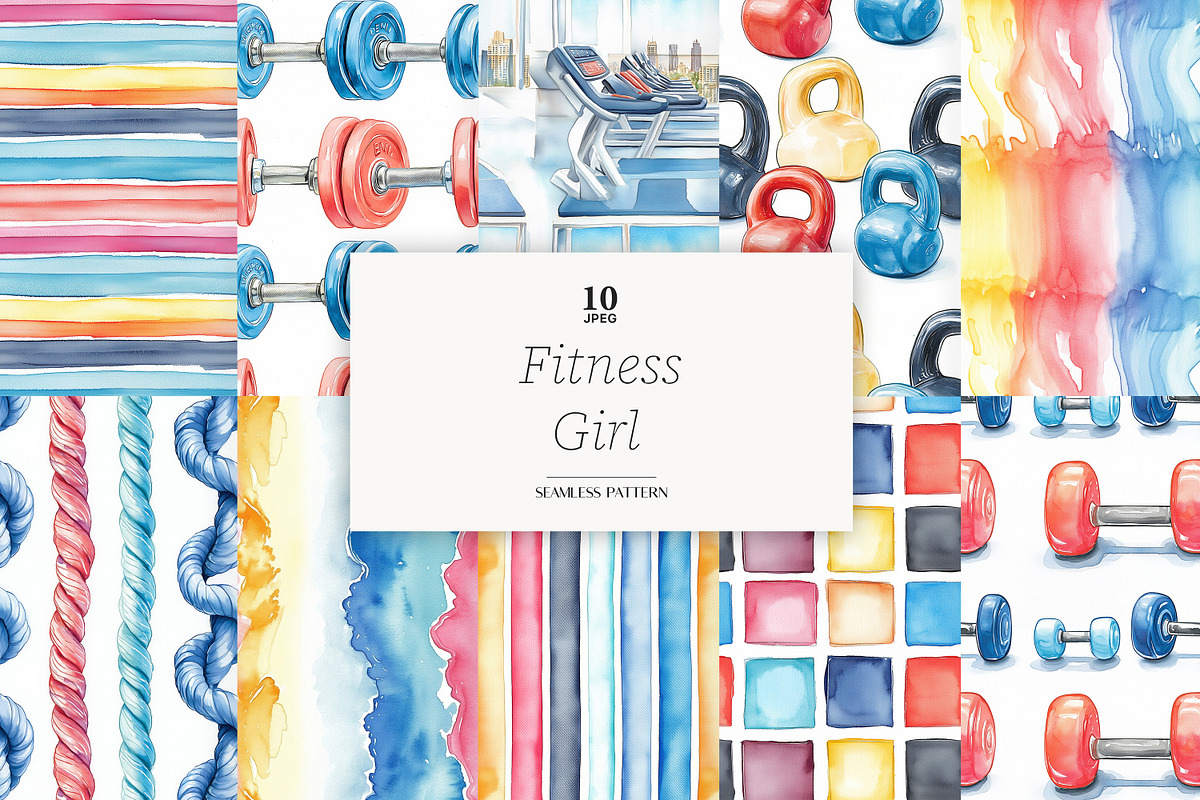 Fitness Digital Papers | Gym Workout, a Pattern Graphic by GlamArtZhanna (Photo 1 of 4)