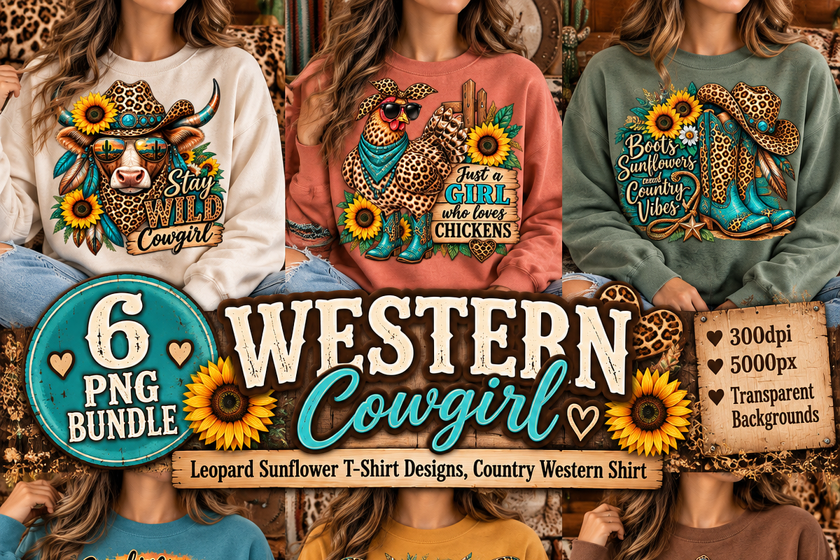 Western Cowgirl PNG Bundle 6 pics, a Decorative Illustration by ElDesignState (Photo 2 of 3)