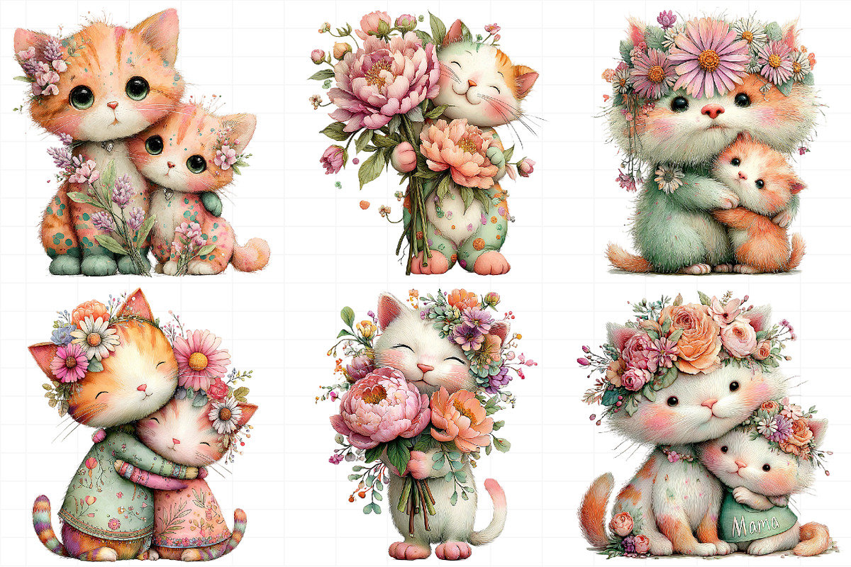 Whimsical Mother’s Day Cat Clipart, an Illustration by Daily.Designs (Photo 5 of 7)