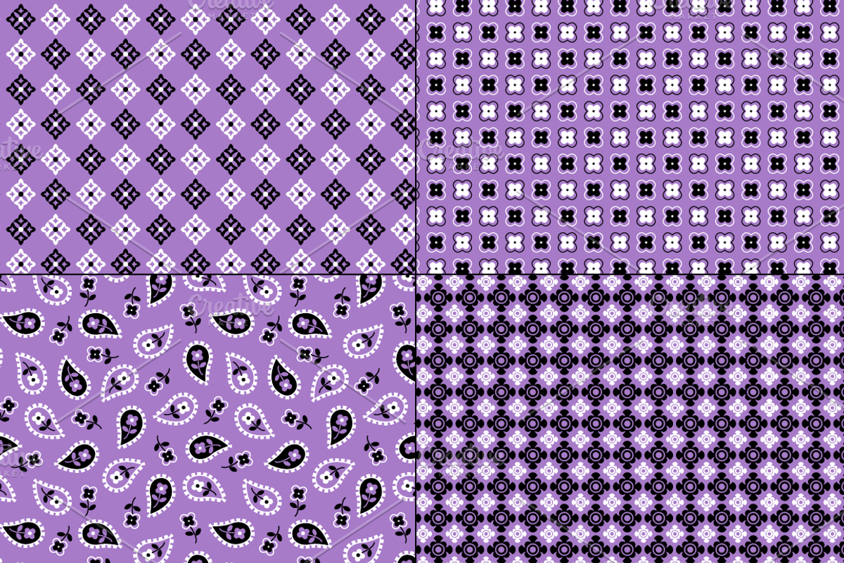 Seamless Purple Bandana Patterns preview 4