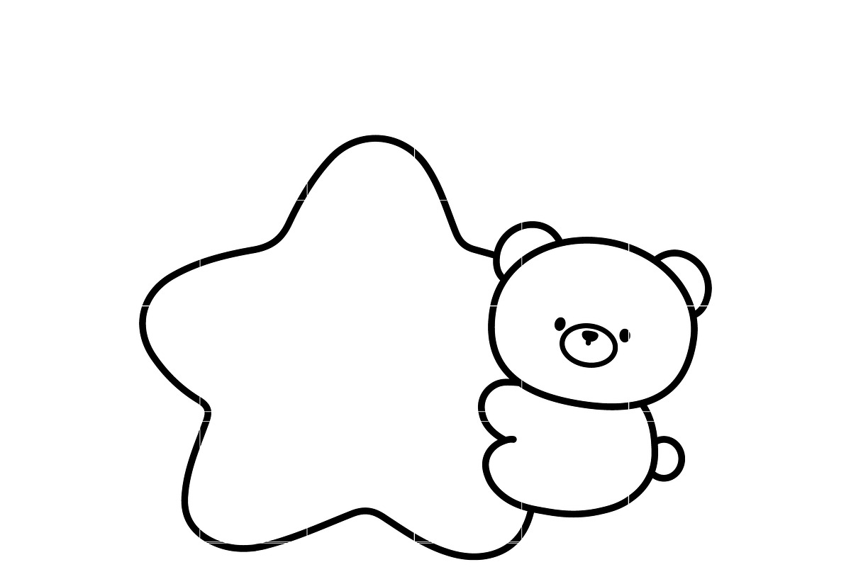 cute bear outline SVG | bear with st, an Illustration by TheHitShop (Photo 2 of 10)
