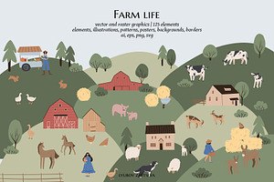 farm life clipart - ai, png, svg