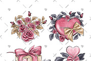 Valentines Day Watercolor Cliparts, a Decorative Illustration by Phantasia Design (Thumbnail 3 of 8)