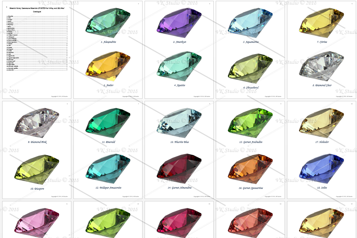 Gemstone Materials STARTER VRayMax, a Textures & Material 3D Model by VK Studio (Photo 4 of 4)