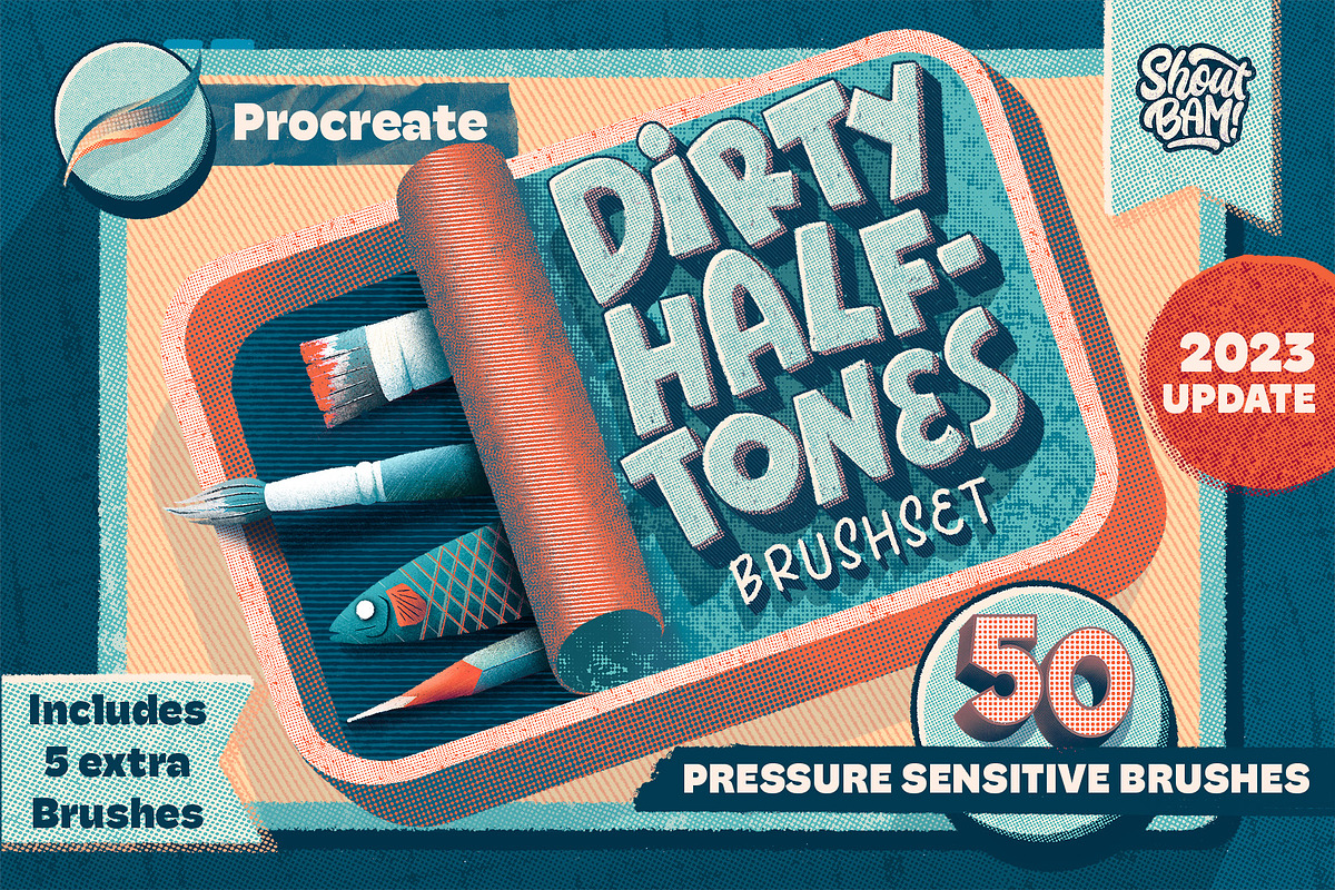 Dirty Halftones Brush Set, a Brush Add-On by Shoutbam (Photo 1 of 11)