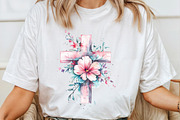 Easter Cross with Florals Png, an Illustration by Watercolor design (Thumbnail 1 of 5)