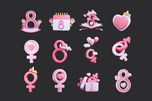 Women's Day 3D Icon Pack