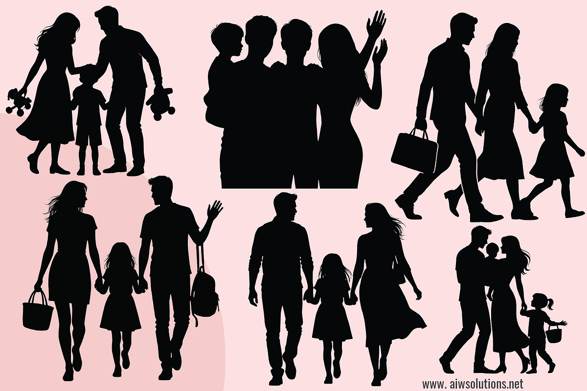 Family Silhouette SVG Bundle, an Object Graphic by AIW SOLUTIONS (Photo 4 of 4)