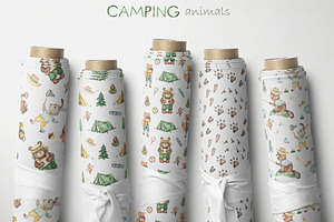 Camping Animals Watercolor