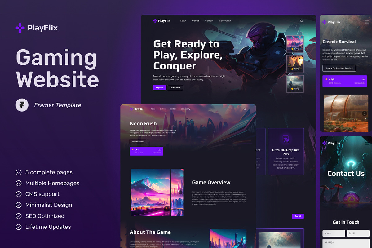 PlayFlix - Game Directory Framer, a Websites & App Template by peterdraw (Photo 1 of 5)