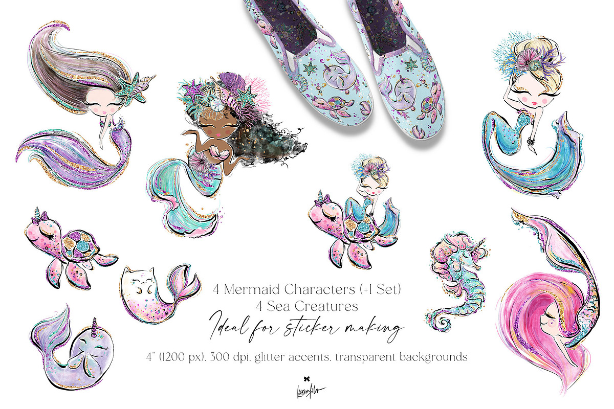 Baby Mermaids Unicorns Clipart, an Animal Illustration by KaramfilaS (Photo 2 of 6)