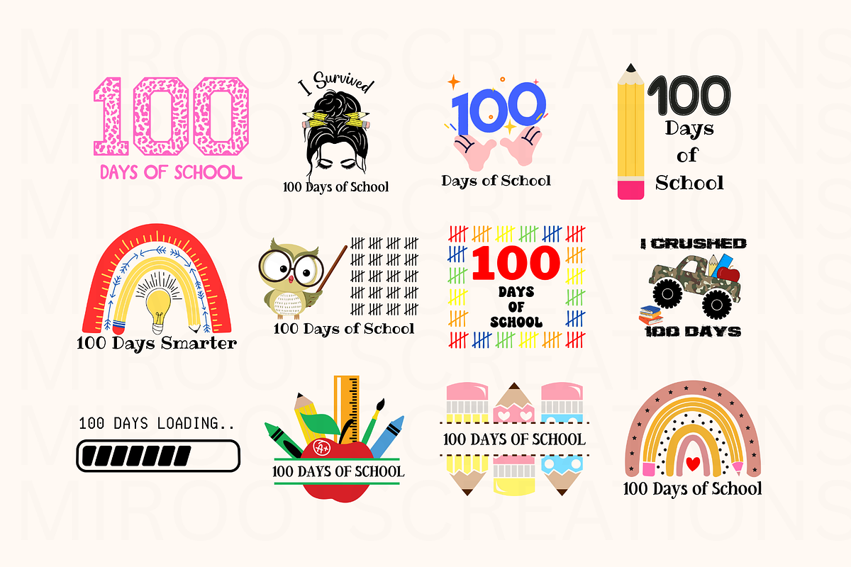100 Days of School PNG Bundle, an Object Graphic by MIRoots Design Studio (Photo 2 of 5)