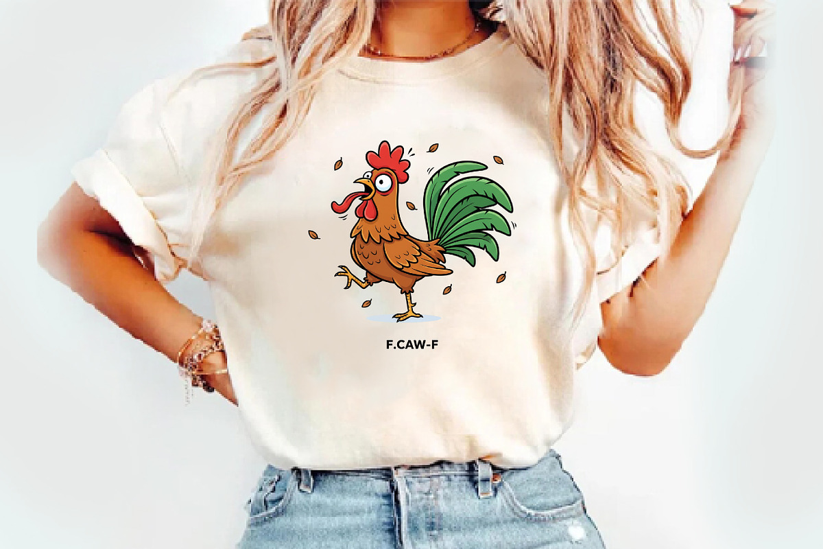 Funny Chicken F-Caw-F Rooster PNG, an Illustration by Watercolor design (Photo 2 of 3)