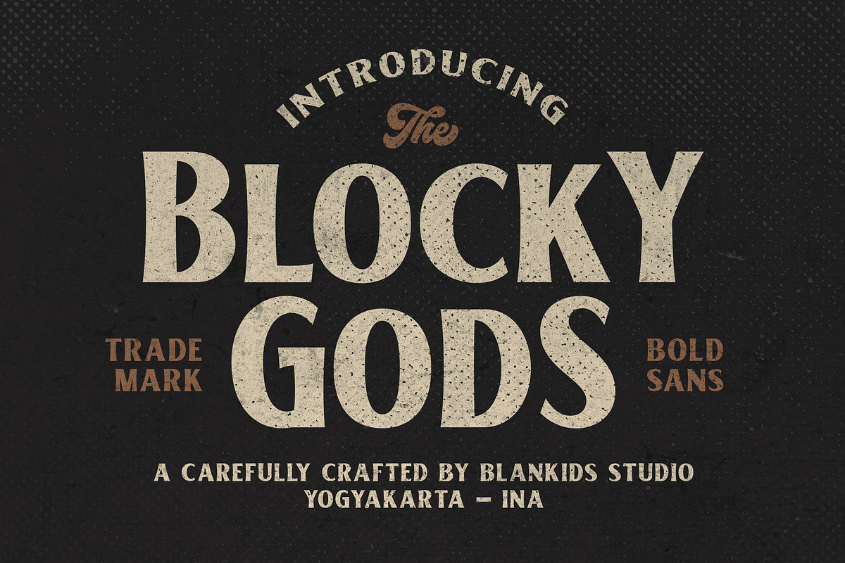 Blocky Gods Vintage Sans Serif Font, a Blackletter Font by Blankids Studio (Photo 1 of 7)