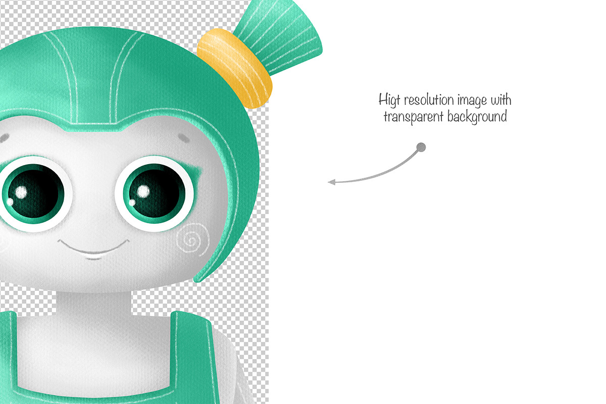 Cute robots clipart, an Object Illustration by YuNa (Photo 4 of 7)
