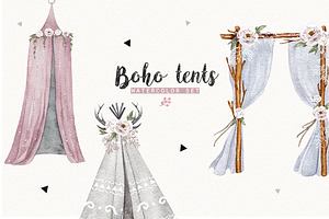 BOHO TENTS  watercolor set