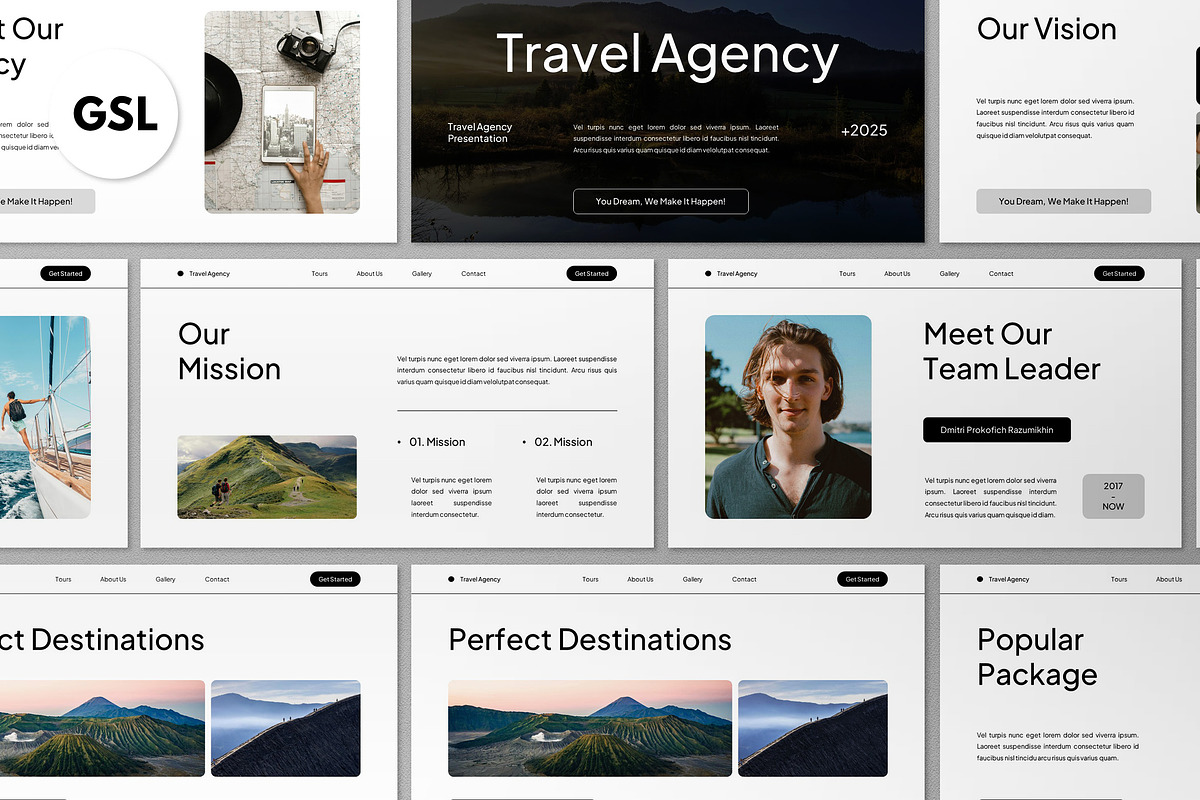 White Travel Agency Google Slide, a Presentation Template by graphicook (Photo 1 of 4)