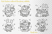 6 Cute cartoon Christmas rabbits, an Animal Illustration by Azuzlikus (Thumbnail 2 of 4)