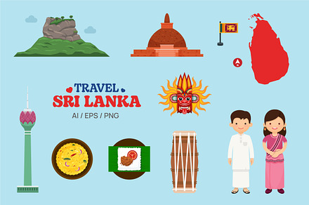 Travel Sri Lanka element and map set